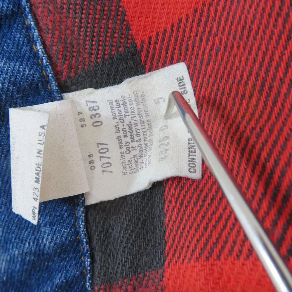 Levis 70707 Denim Jacket Blue flannel Lined Youth Sz 16 1990s